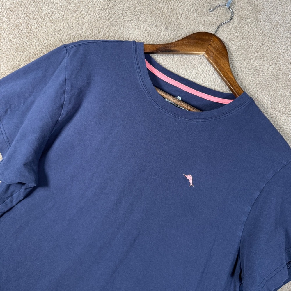 Tommy Bahama T-Shirt Mens Large Blue Short Sleeve Embroidered Marlin Logo Crew